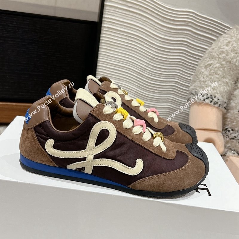 Loewe Ballet Runner 2.0 Sneakers in nylon and suede with charm Brown 2024 ( For Women and Men) (SS-241224038)