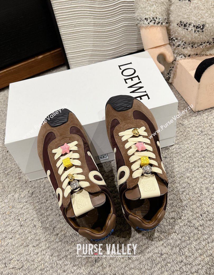 Loewe Ballet Runner 2.0 Sneakers in nylon and suede with charm Brown 2024 ( For Women and Men) (SS-241224038)