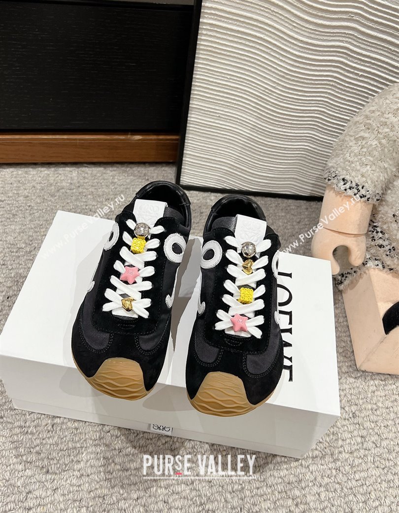 Loewe Ballet Runner 2.0 Sneakers in nylon and suede with charm Black2 2024 ( For Women and Men) (SS-241224039)