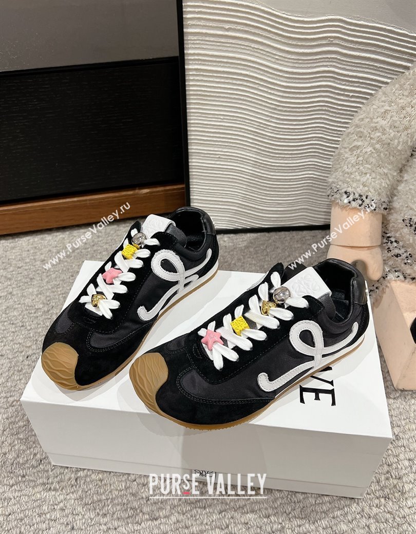 Loewe Ballet Runner 2.0 Sneakers in nylon and suede with charm Black2 2024 ( For Women and Men) (SS-241224039)