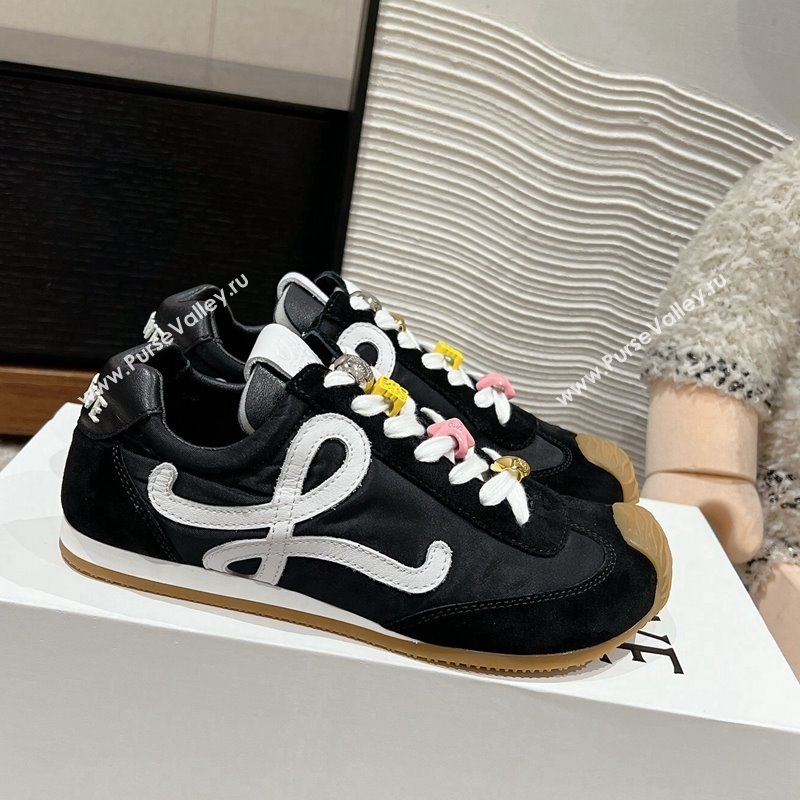 Loewe Ballet Runner 2.0 Sneakers in nylon and suede with charm Black2 2024 ( For Women and Men) (SS-241224039)