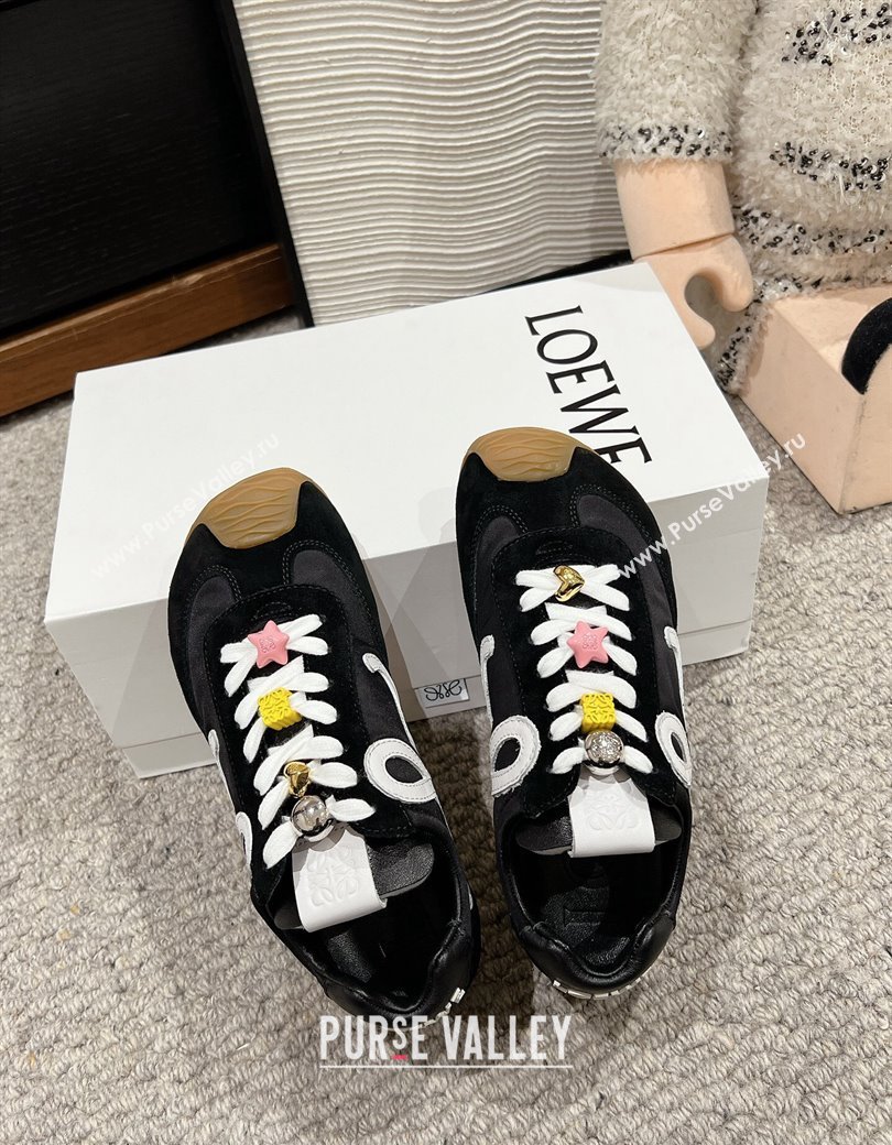 Loewe Ballet Runner 2.0 Sneakers in nylon and suede with charm Black2 2024 ( For Women and Men) (SS-241224039)