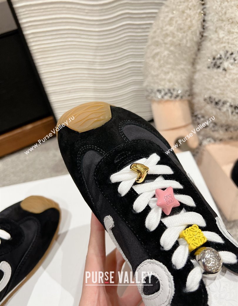 Loewe Ballet Runner 2.0 Sneakers in nylon and suede with charm Black2 2024 ( For Women and Men) (SS-241224039)