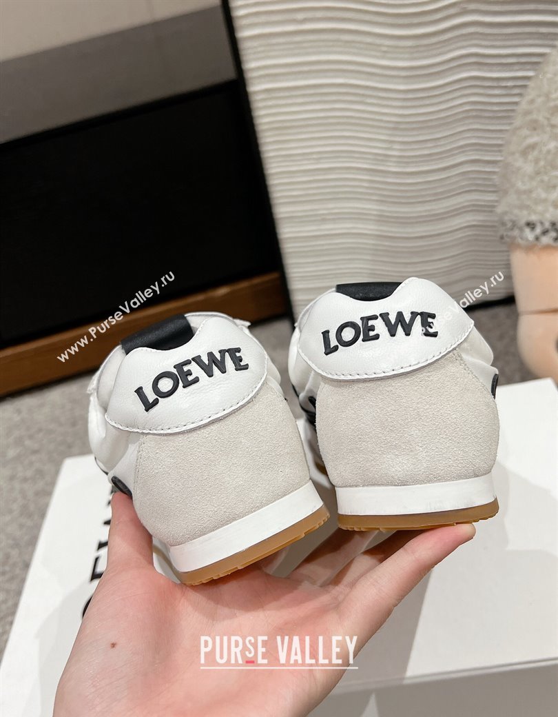 Loewe Ballet Runner 2.0 Sneakers in nylon and suede White/Black2 2024 ( For Women and Men) (SS-241224031)