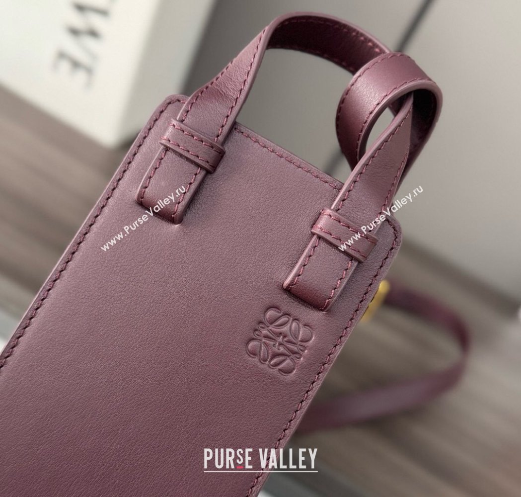 Loewe Hammock Slice bag in shiny calfskin Dark Burgundy 2025 012412 (Ys-250206063)