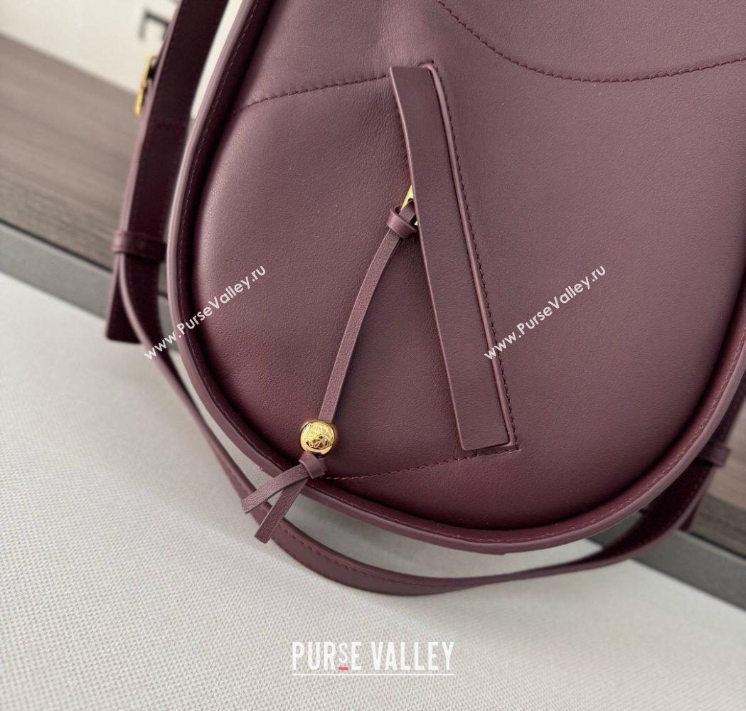 Loewe Hammock Slice bag in shiny calfskin Dark Burgundy 2025 012412 (Ys-250206063)