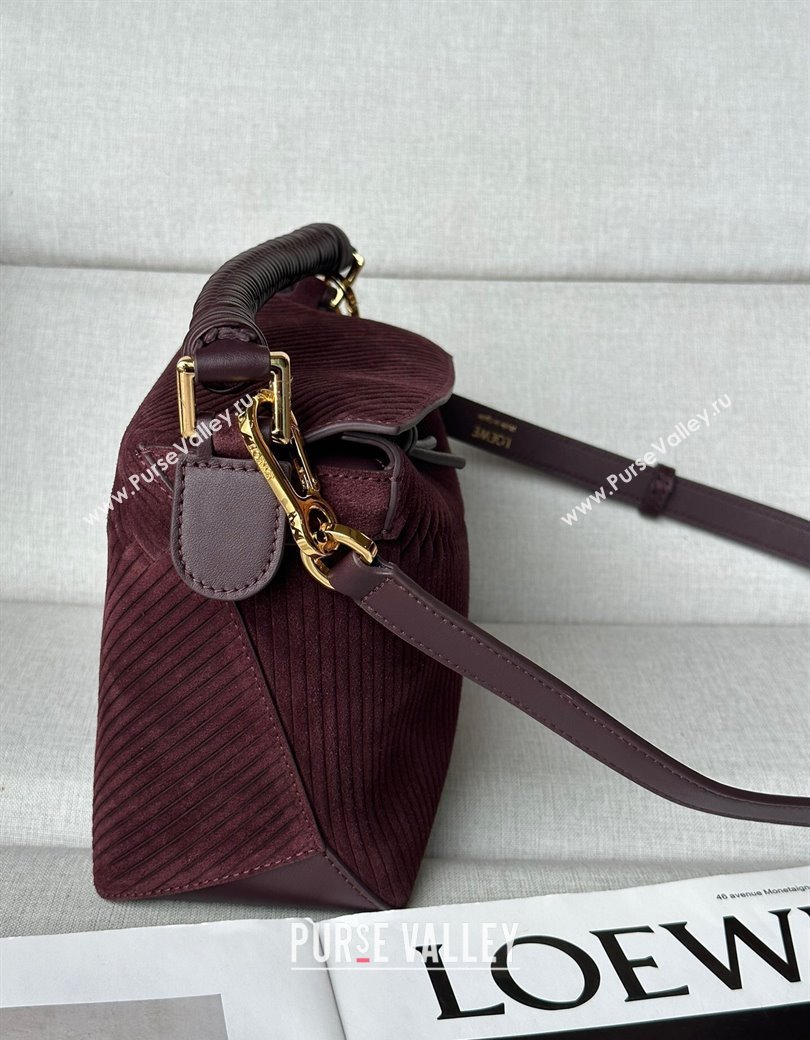 Loewe Small Puzzle bag in Embossed suede and calfskin Dark Purple 2025 9092 (Ys-250206069)