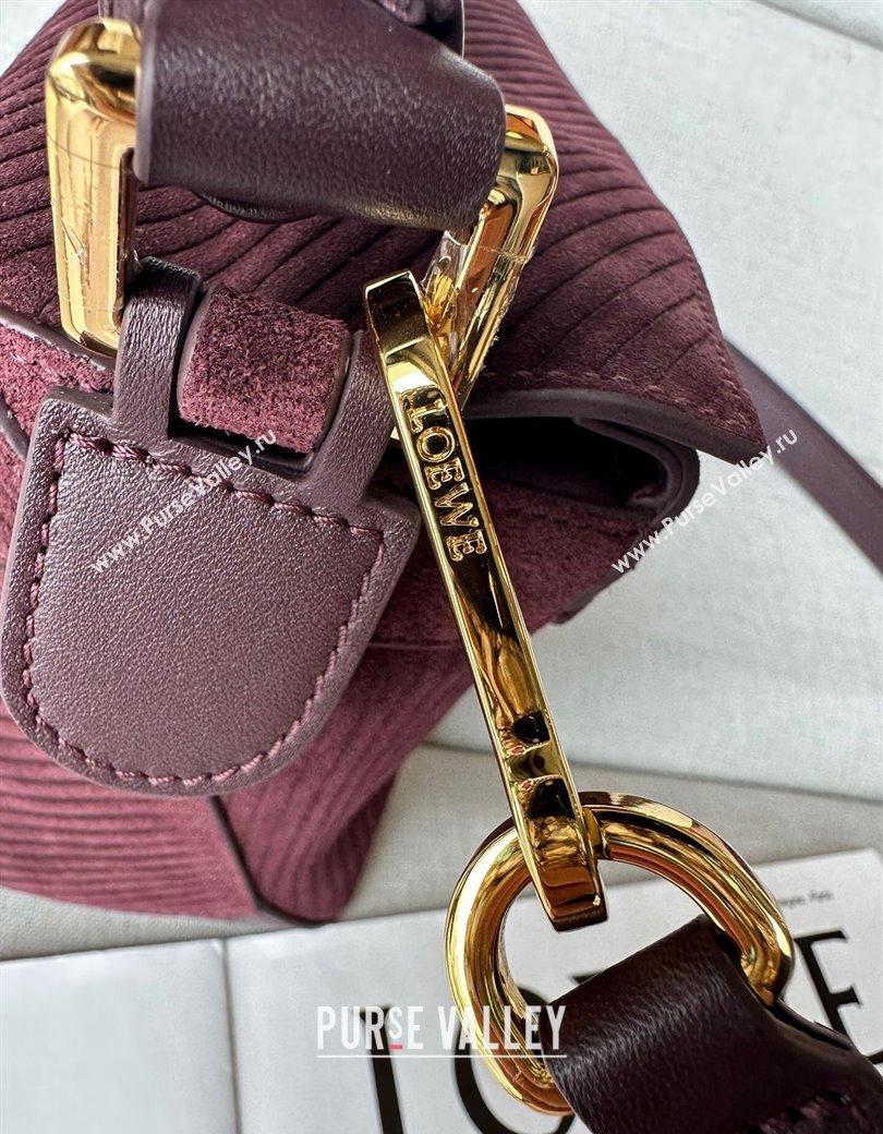 Loewe Small Puzzle bag in Embossed suede and calfskin Dark Purple 2025 9092 (Ys-250206069)
