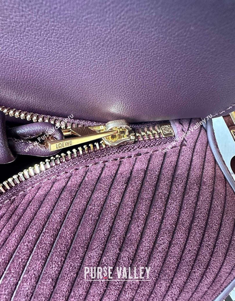 Loewe Small Puzzle bag in Embossed suede and calfskin Dark Purple 2025 9092 (Ys-250206069)