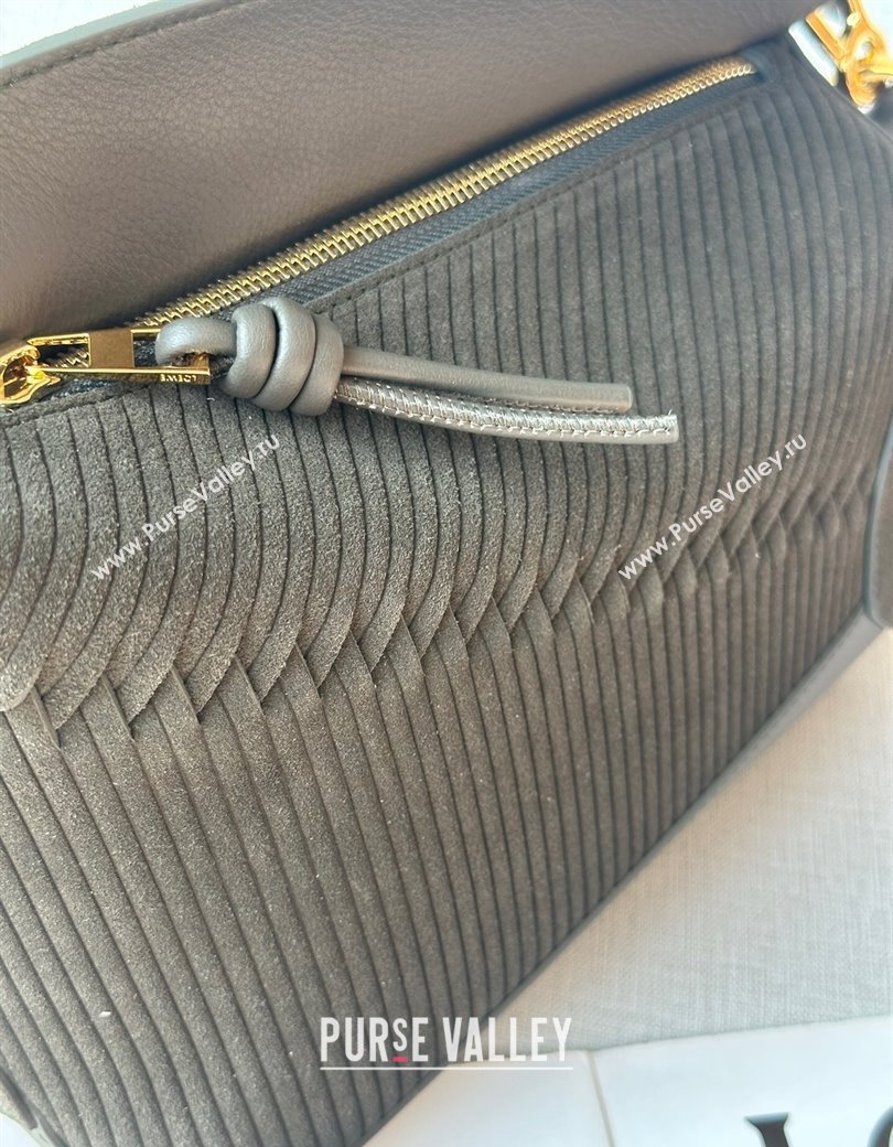 Loewe Small Puzzle bag in Embossed suede and calfskin Dark Olive Green 2025 062324 (Ys-250206070)