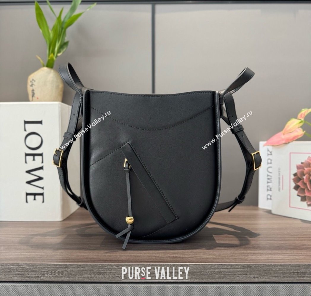 Loewe Hammock Slice bag in shiny calfskin Black 2025 012412 (Ys-250206064)