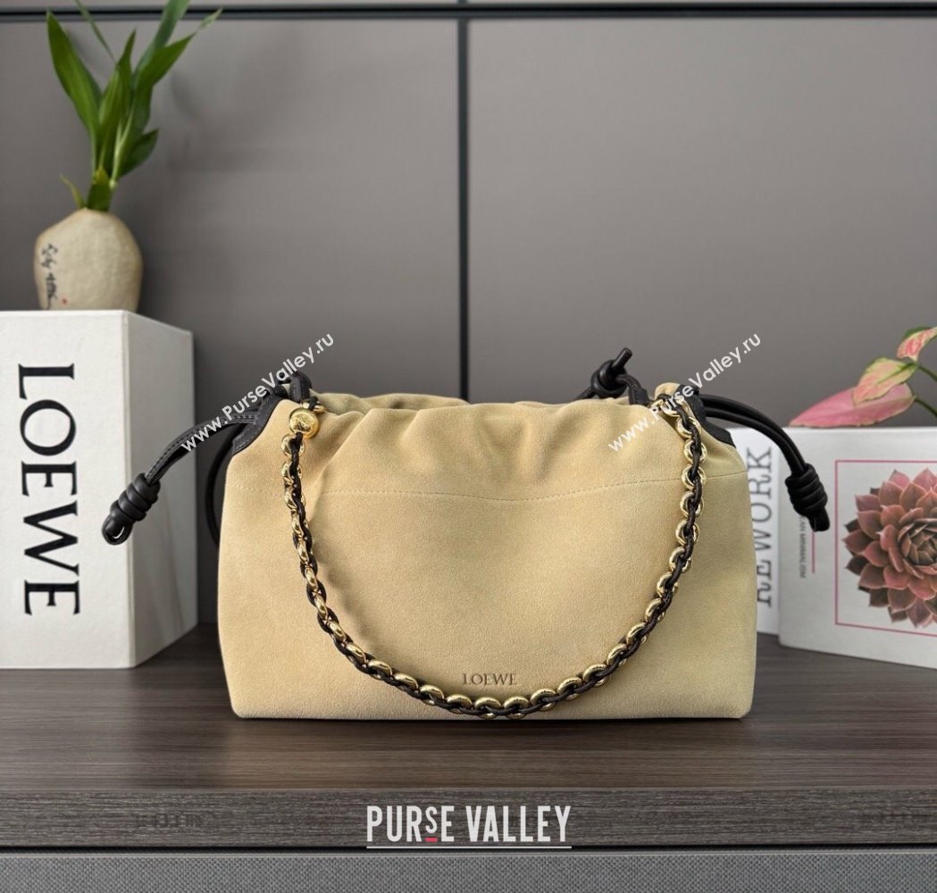 Loewe Medium Flamenco purse in suede Gold Yellow 2025 012403 (Ys-250206066)