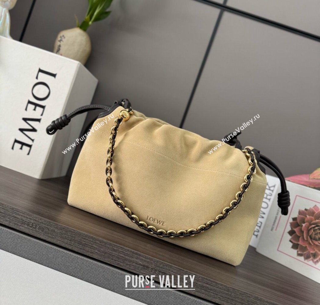 Loewe Medium Flamenco purse in suede Gold Yellow 2025 012403 (Ys-250206066)