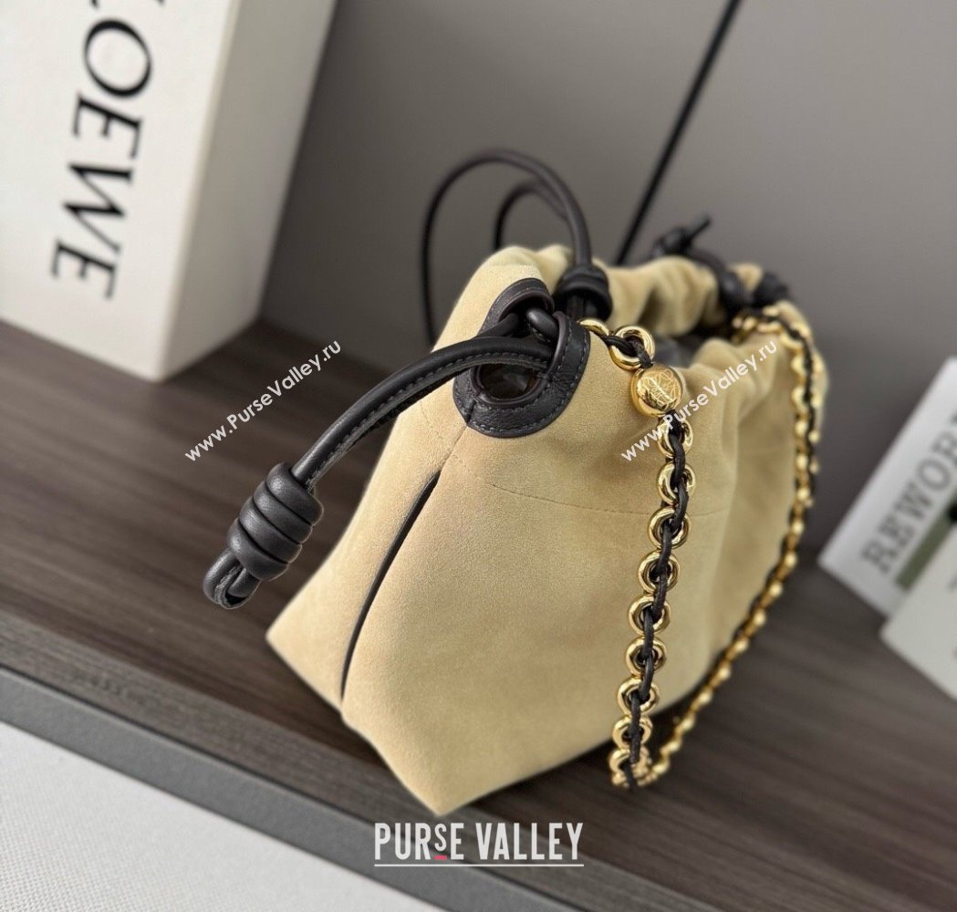 Loewe Medium Flamenco purse in suede Gold Yellow 2025 012403 (Ys-250206066)