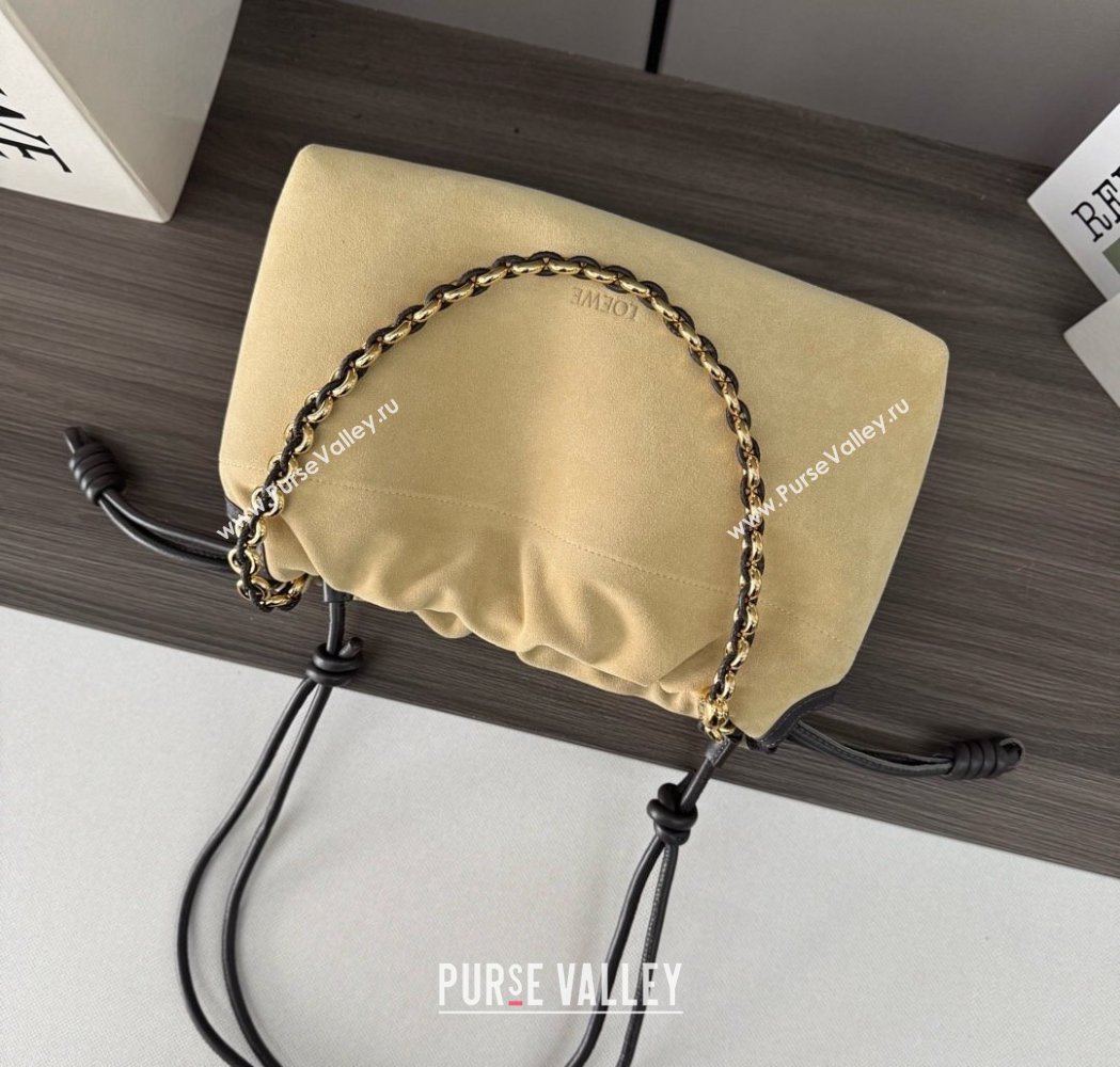Loewe Medium Flamenco purse in suede Gold Yellow 2025 012403 (Ys-250206066)