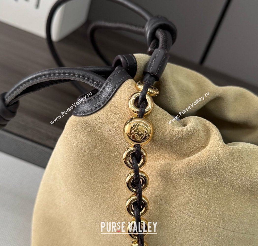 Loewe Medium Flamenco purse in suede Gold Yellow 2025 012403 (Ys-250206066)