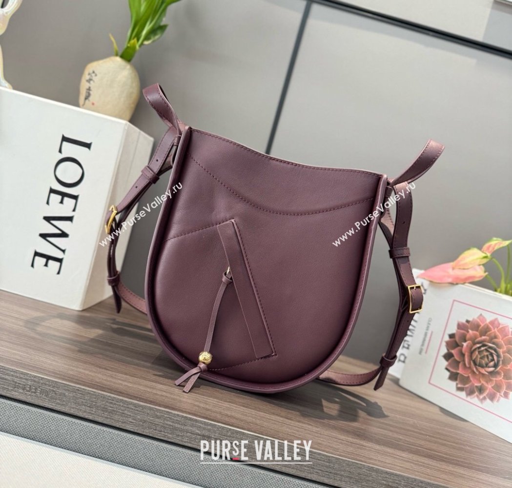 Loewe Hammock Slice bag in shiny calfskin Dark Burgundy 2025 012412 (Ys-250206063)