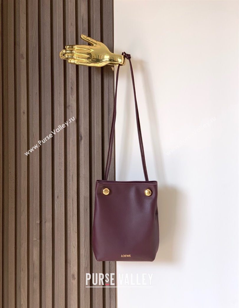 Loewe Pebble pouch Mini Bag in smooth calfskin Dark Burgundy 2025 9092 (Ys-250206072)