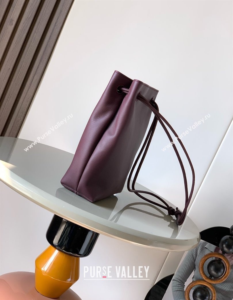 Loewe Pebble pouch Mini Bag in smooth calfskin Dark Burgundy 2025 9092 (Ys-250206072)