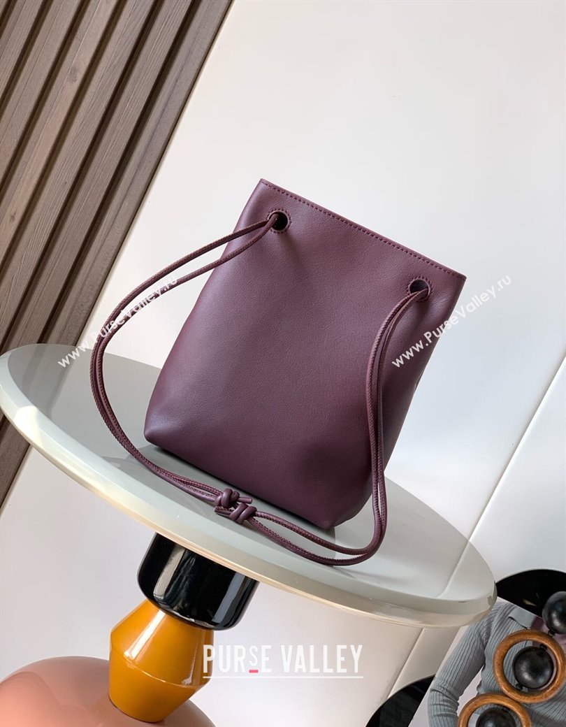 Loewe Pebble pouch Mini Bag in smooth calfskin Dark Burgundy 2025 9092 (Ys-250206072)