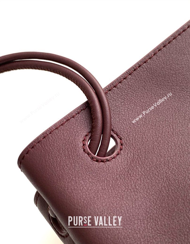 Loewe Pebble pouch Mini Bag in smooth calfskin Dark Burgundy 2025 9092 (Ys-250206072)