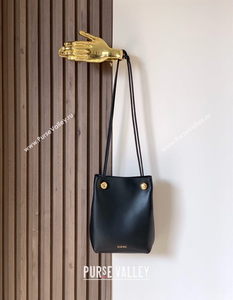 Loewe Pebble pouch Mini Bag in smooth calfskin Black 2025 9092 (Ys-250206073)