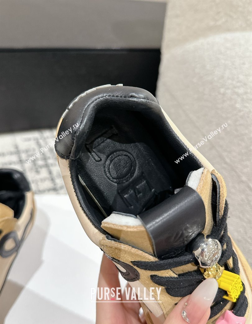 Loewe Ballet Runner 2.0 Sneakers in nylon and suede with charm Beige/Light Brown 2024 ( For Women and Men) (KL-250221022)