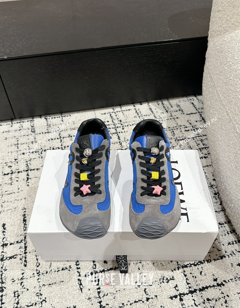 Loewe Ballet Runner 2.0 Sneakers in nylon and suede with charm Navy Blue 2024 ( For Women and Men) (KL-250221023)