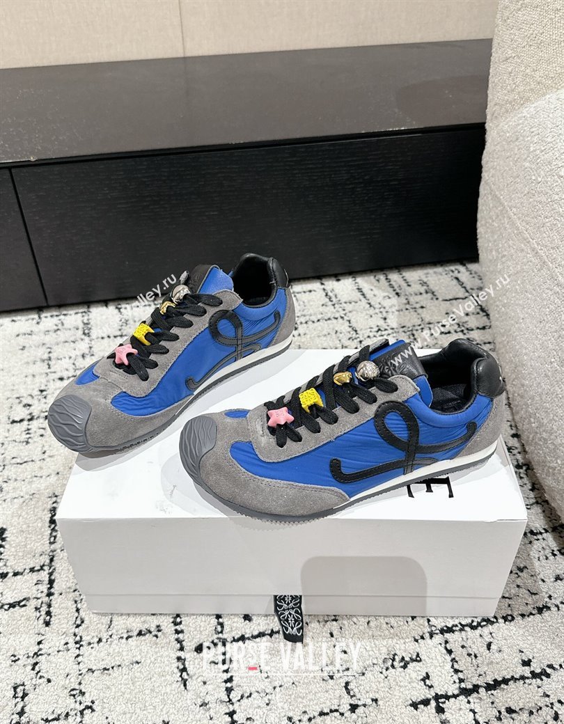 Loewe Ballet Runner 2.0 Sneakers in nylon and suede with charm Navy Blue 2024 ( For Women and Men) (KL-250221023)