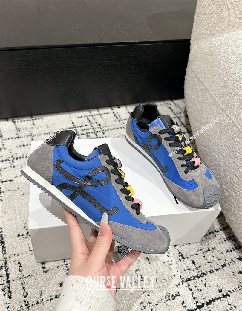 Loewe Ballet Runner 2.0 Sneakers in nylon and suede with charm Navy Blue 2024 ( For Women and Men) (KL-250221023)