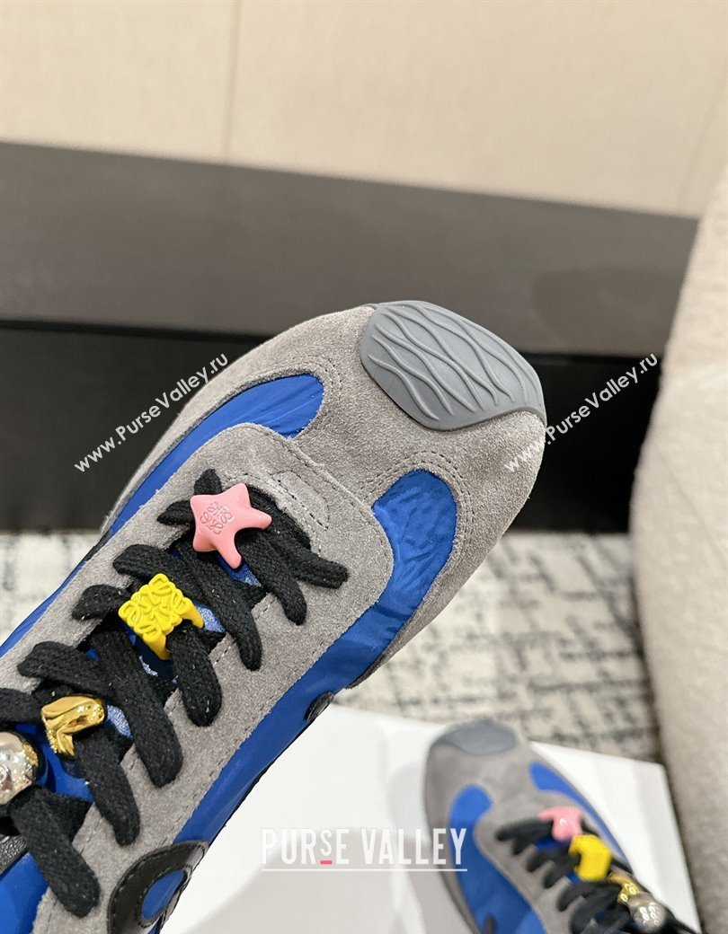 Loewe Ballet Runner 2.0 Sneakers in nylon and suede with charm Navy Blue 2024 ( For Women and Men) (KL-250221023)