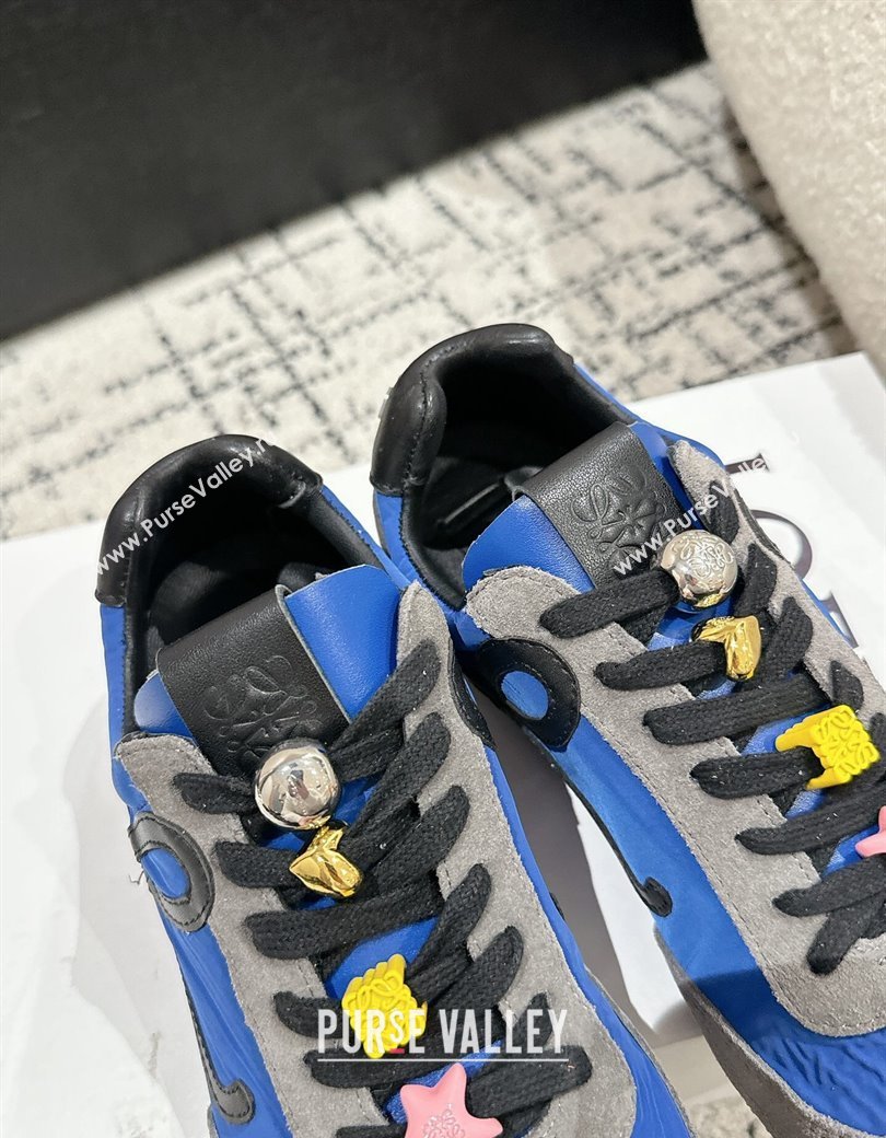 Loewe Ballet Runner 2.0 Sneakers in nylon and suede with charm Navy Blue 2024 ( For Women and Men) (KL-250221023)