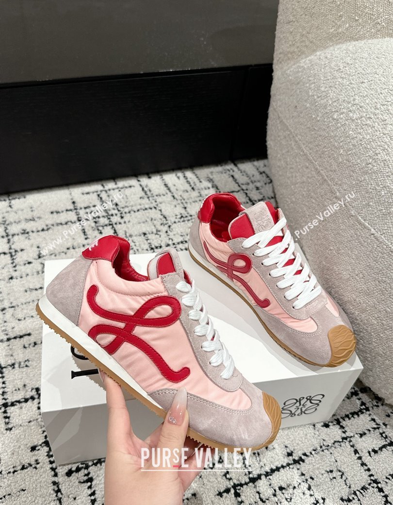 Loewe Women Ballet Runner 2.0 Sneakers in nylon and suede Light Pink 2024 (KL-250221024)