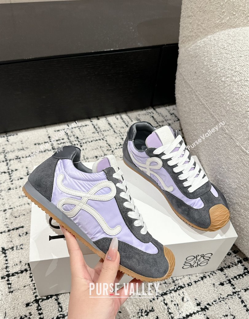 Loewe Ballet Runner 2.0 Sneakers in nylon and suede Purple/Dark Grey 2024 ( For Women and Men) (KL-250221025)