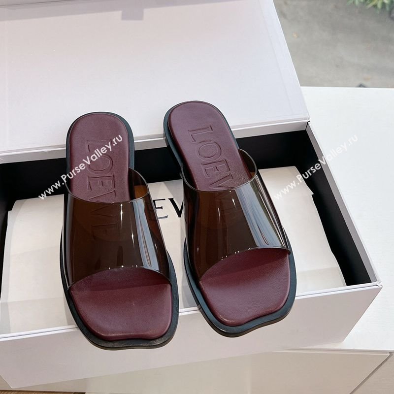 Loewe Campo PVC Flat Slides Sandal with Buckle Strap Brown 2025 G022 (KL-250221082)