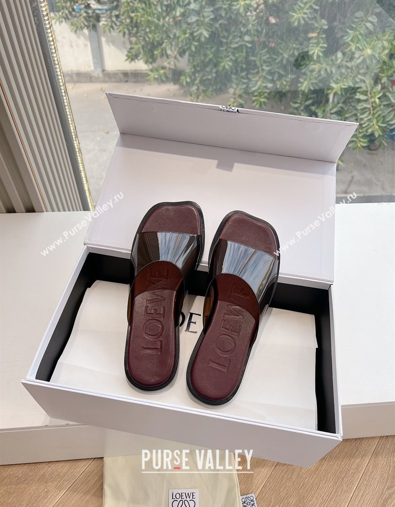 Loewe Campo PVC Flat Slides Sandal with Buckle Strap Brown 2025 G022 (KL-250221082)