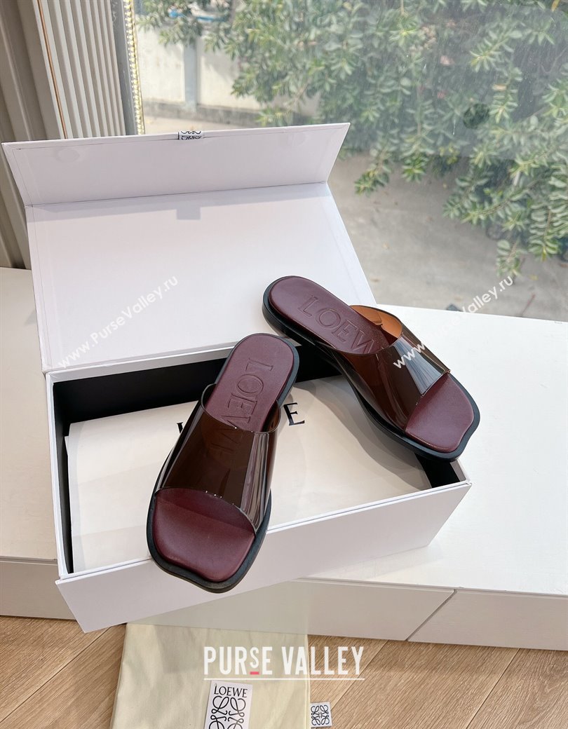 Loewe Campo PVC Flat Slides Sandal with Buckle Strap Brown 2025 G022 (KL-250221082)