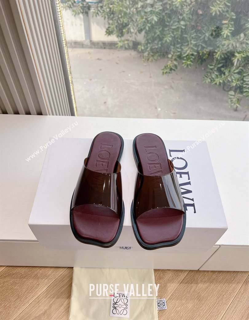 Loewe Campo PVC Flat Slides Sandal with Buckle Strap Brown 2025 G022 (KL-250221082)