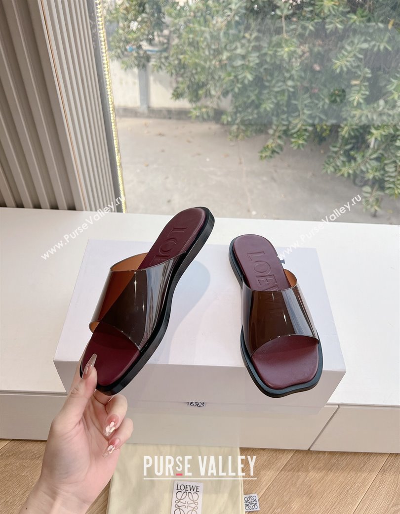 Loewe Campo PVC Flat Slides Sandal with Buckle Strap Brown 2025 G022 (KL-250221082)