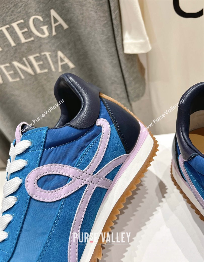 Loewe Flow Runner Sneakers in calfskin, nylon and suede Light Blue 2025 LW022102 (KL-250221039)