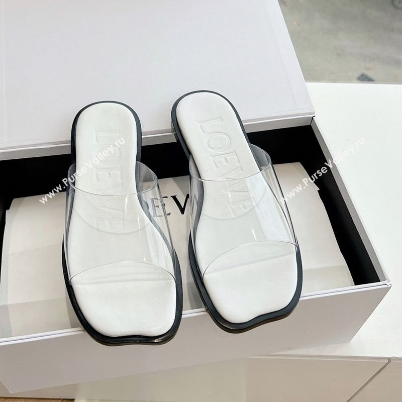 Loewe Campo PVC Flat Slides Sandal with Buckle Strap White 2025 G022 (KL-250221083)