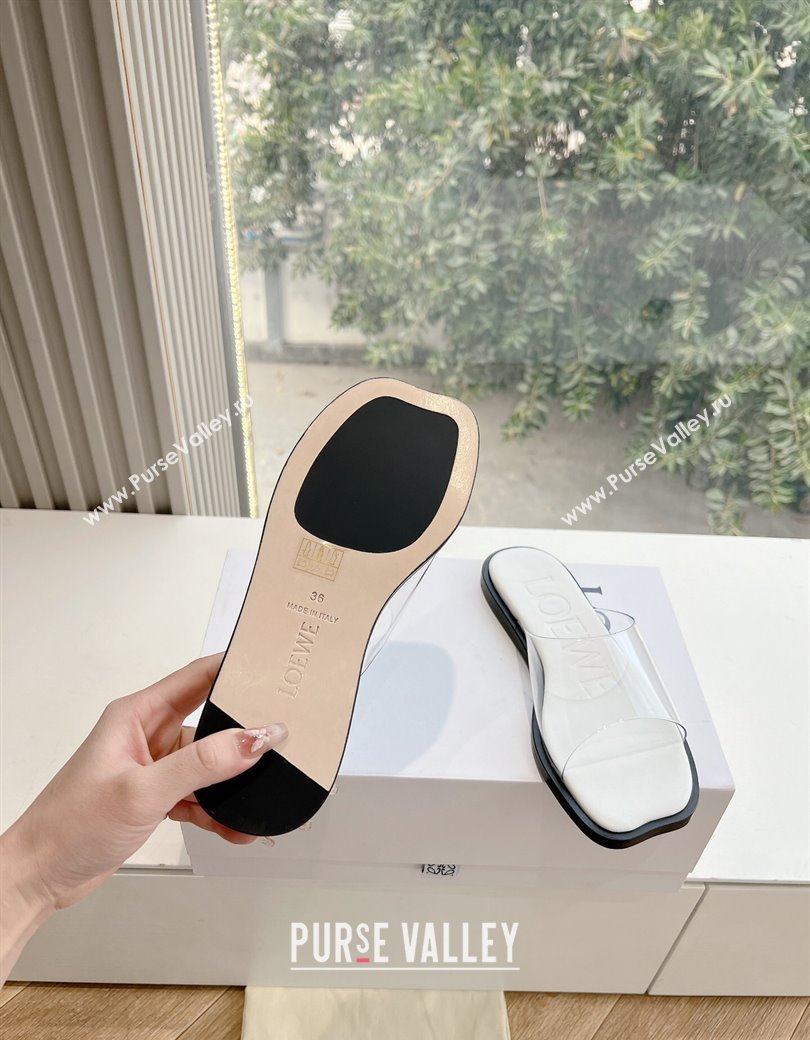 Loewe Campo PVC Flat Slides Sandal with Buckle Strap White 2025 G022 (KL-250221083)