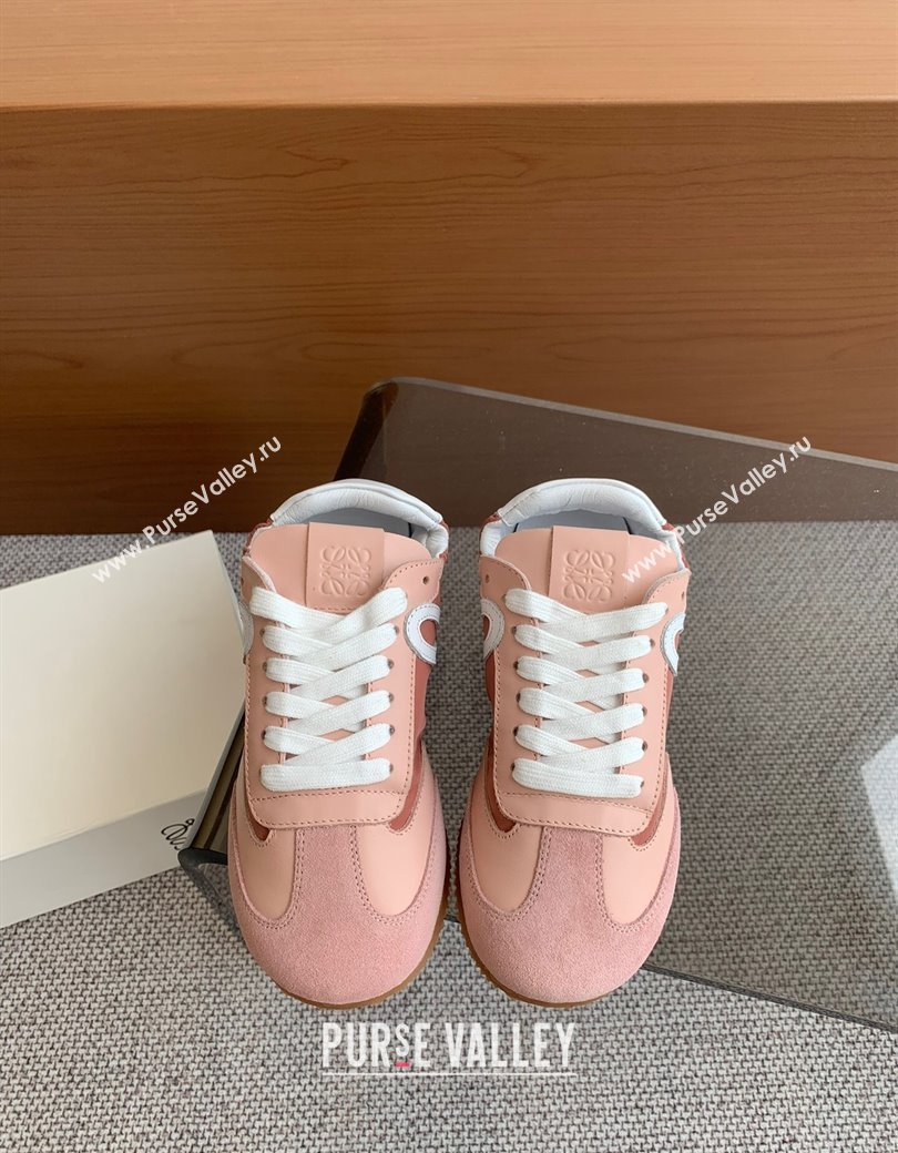 Loewe Womens Ballet Runner 2.0 Sneakers in calfskin, nylon and suede Light Pink 2025 (KL-250221026)