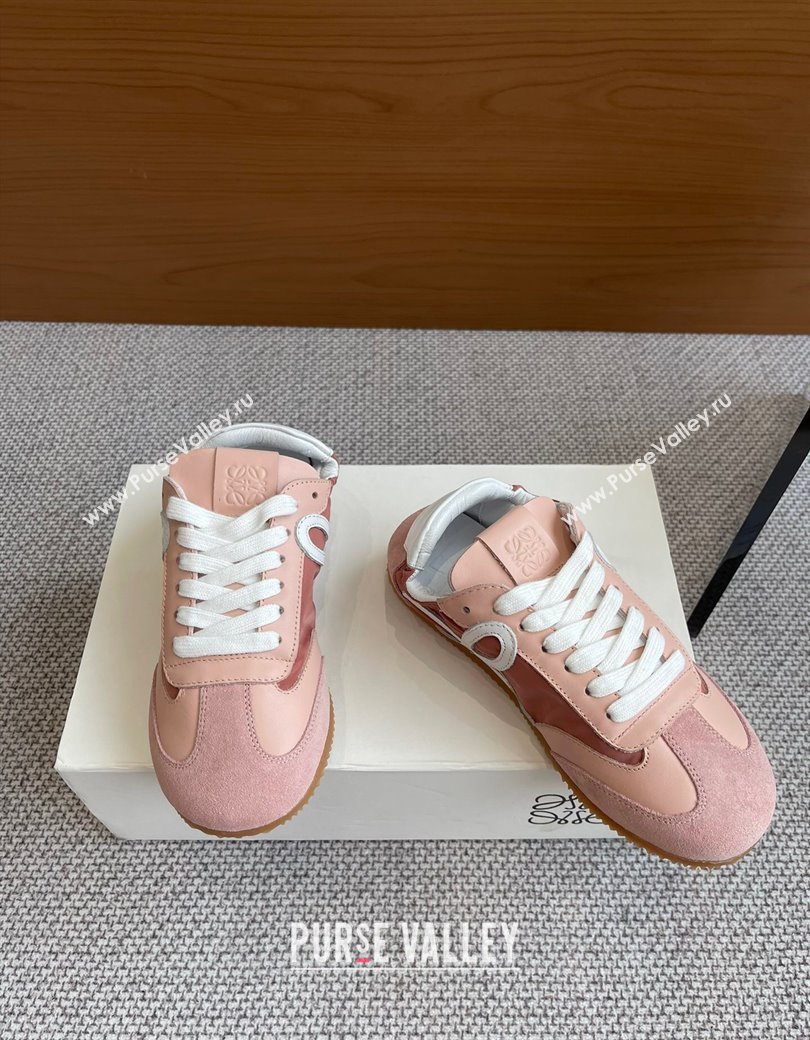 Loewe Womens Ballet Runner 2.0 Sneakers in calfskin, nylon and suede Light Pink 2025 (KL-250221026)
