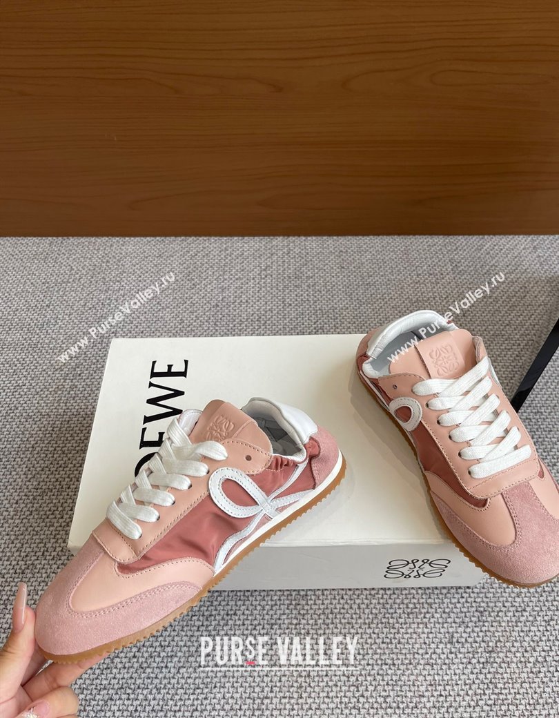 Loewe Womens Ballet Runner 2.0 Sneakers in calfskin, nylon and suede Light Pink 2025 (KL-250221026)