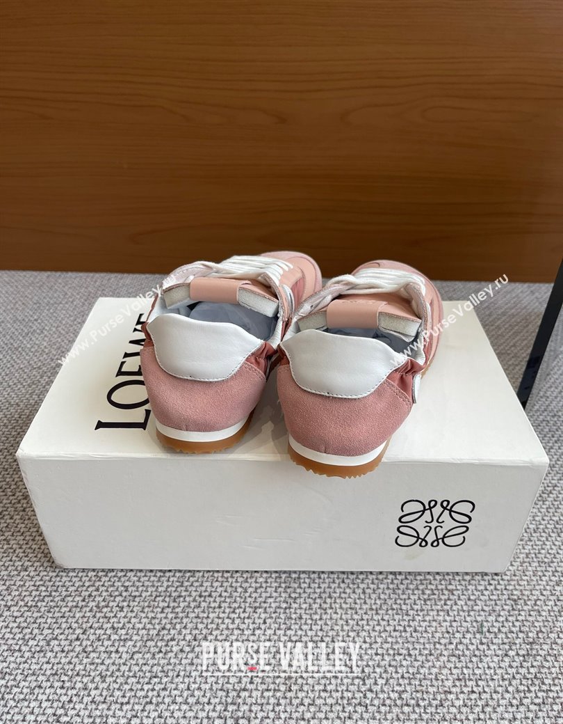 Loewe Womens Ballet Runner 2.0 Sneakers in calfskin, nylon and suede Light Pink 2025 (KL-250221026)