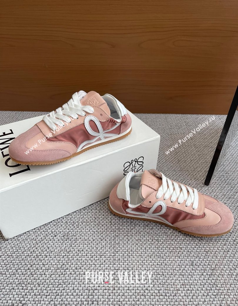 Loewe Womens Ballet Runner 2.0 Sneakers in calfskin, nylon and suede Light Pink 2025 (KL-250221026)