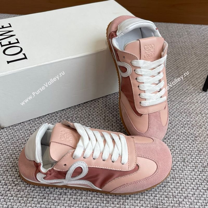 Loewe Womens Ballet Runner 2.0 Sneakers in calfskin, nylon and suede Light Pink 2025 (KL-250221026)