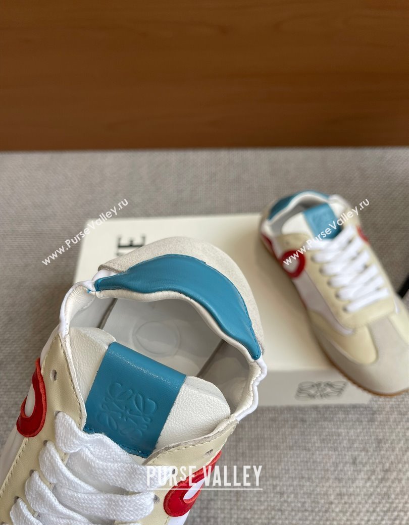 Loewe Ballet Runner 2.0 Sneakers in calfskin, nylon and suede Beige/White/Blue 2025 ( For Women and Men) (KL-250221027)