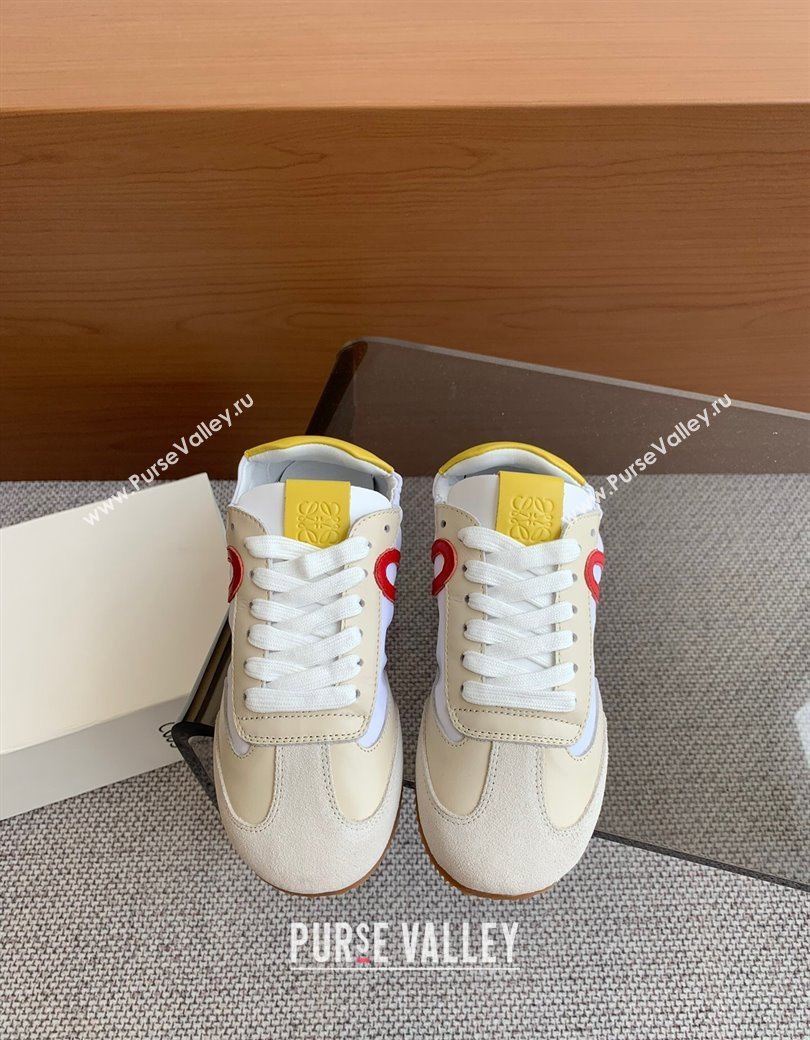 Loewe Ballet Runner 2.0 Sneakers in calfskin, nylon and suede Beige/White/Yellow 2025 ( For Women and Men) (KL-250221028)